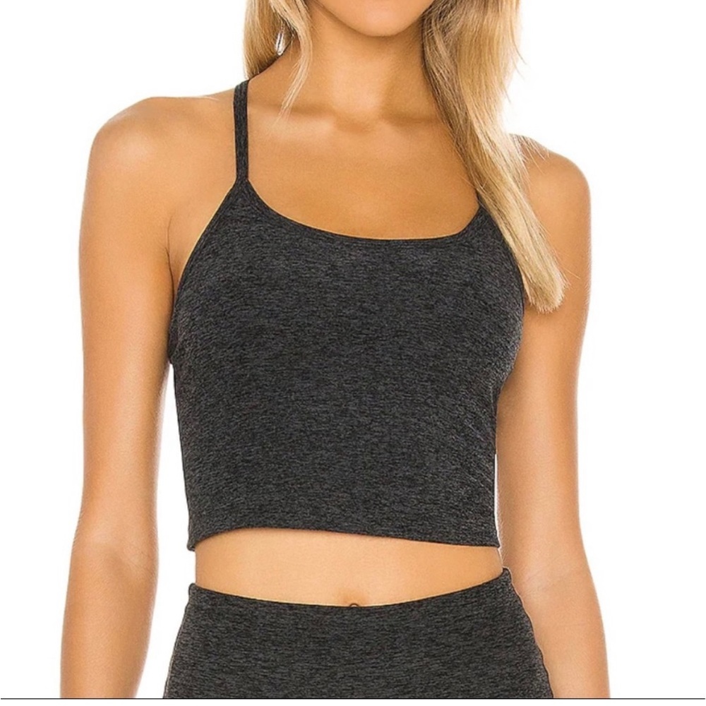 Beyond Yoga Spacedye Gray Slim Racerback Cropped Tank